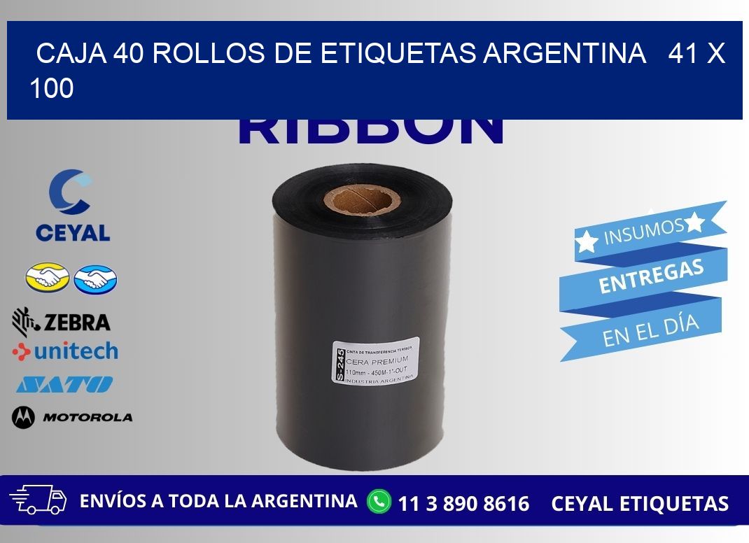 CAJA 40 ROLLOS DE ETIQUETAS ARGENTINA   41 x 100