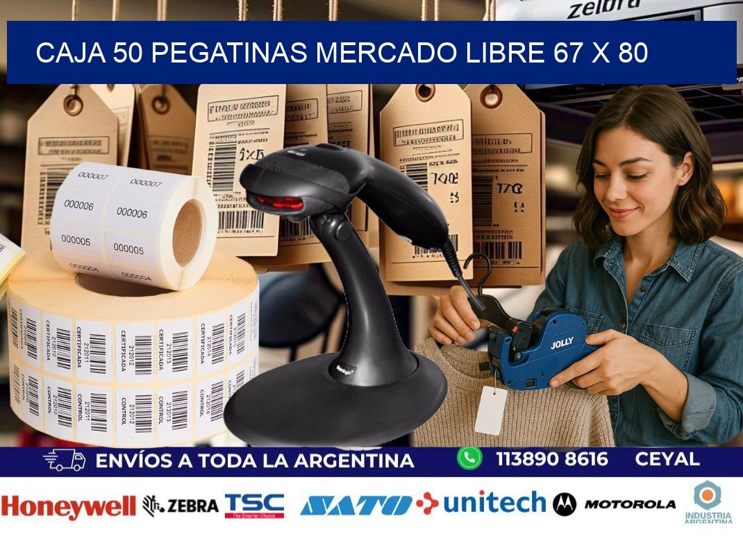 CAJA 50 PEGATINAS MERCADO LIBRE 67 x 80