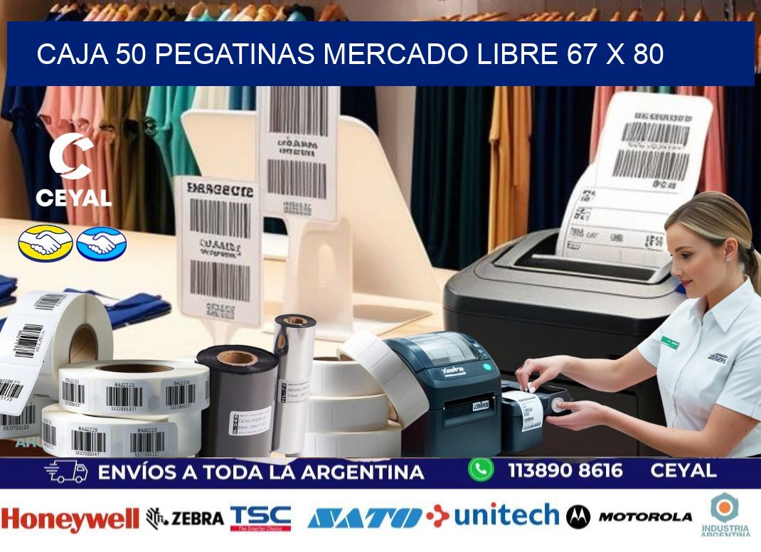 CAJA 50 PEGATINAS MERCADO LIBRE 67 x 80