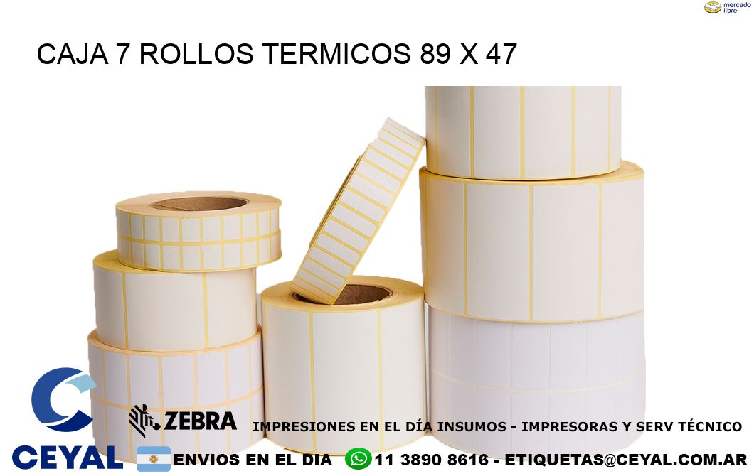 CAJA 7 ROLLOS TERMICOS 89 x 47