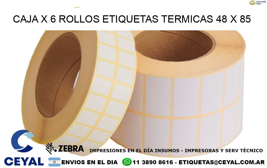 Caja X 6 Rollos Etiquetas termicas 48 x 85