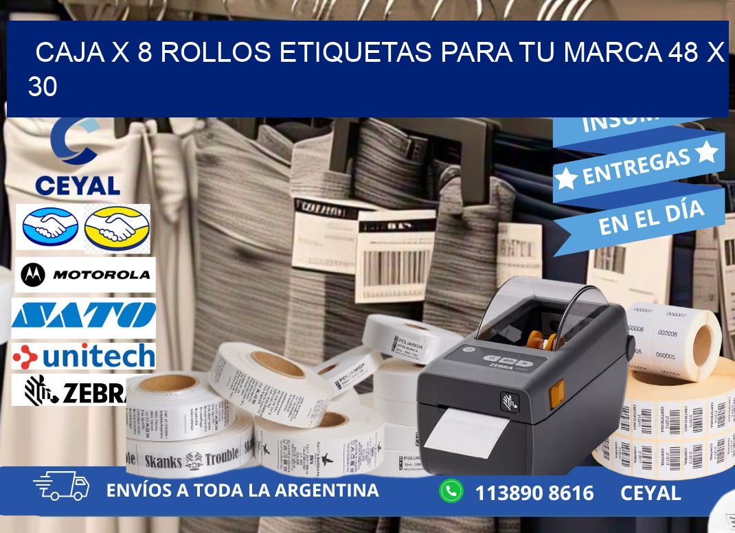 Caja X 8 Rollos Etiquetas para tu marca 48 x 30