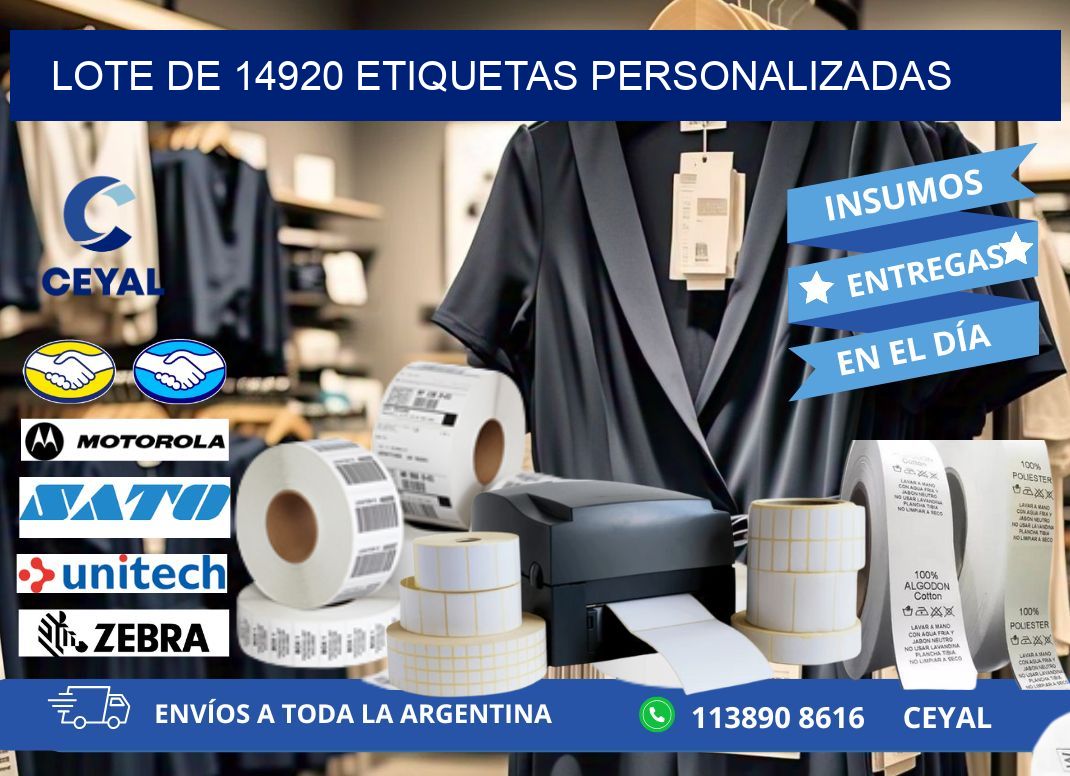 Lote de 14920 etiquetas personalizadas