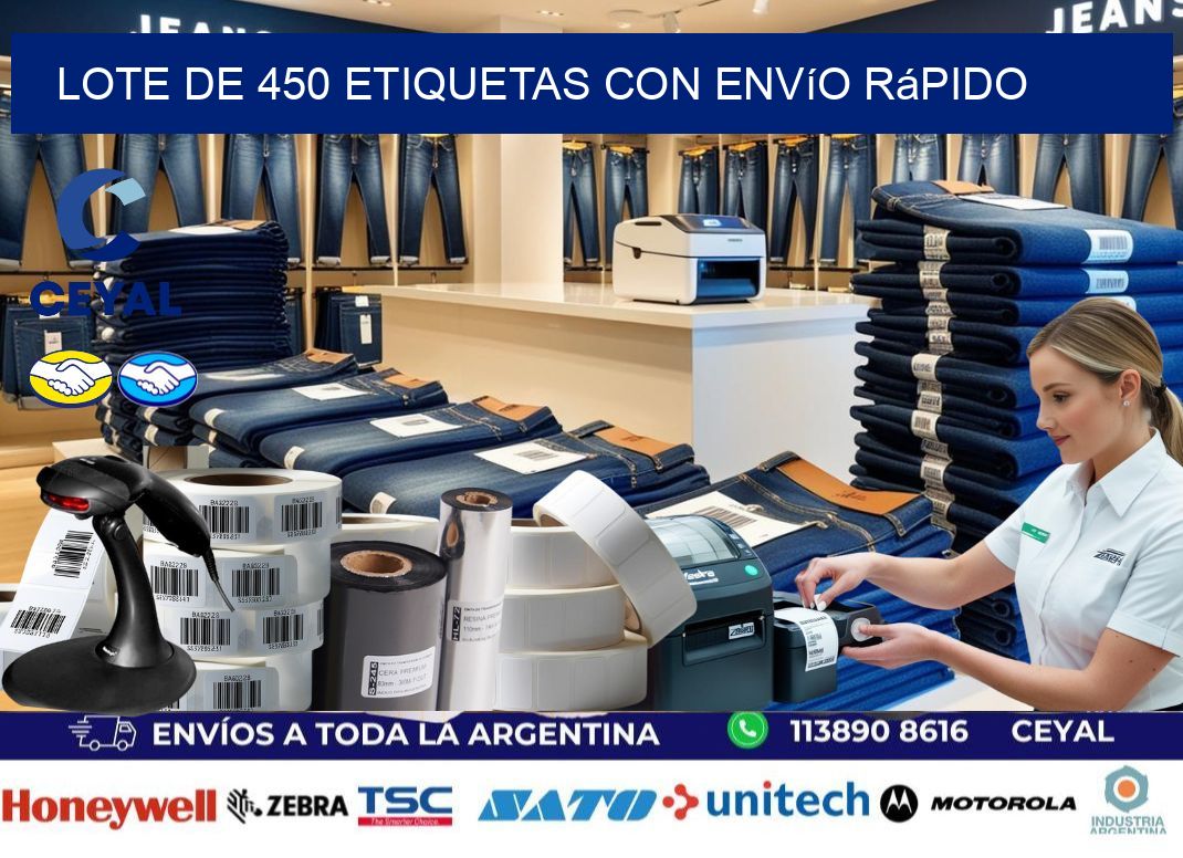 Lote de 450 etiquetas con envío rápido