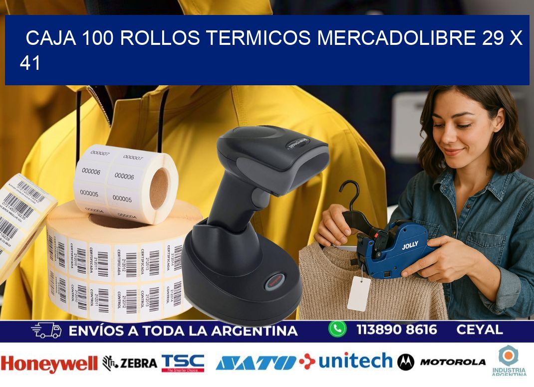 CAJA 100 ROLLOS TERMICOS MERCADOLIBRE 29 x 41