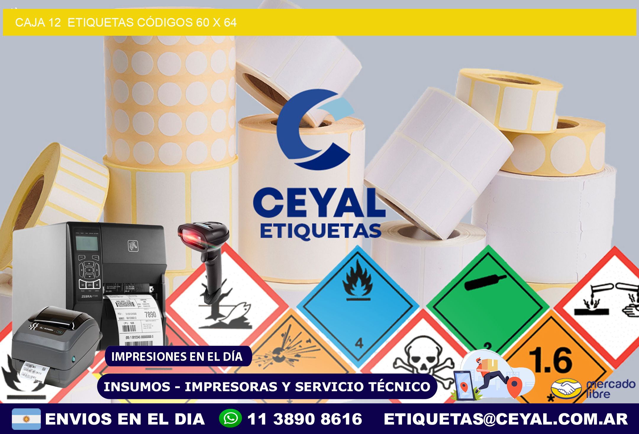CAJA 12  ETIQUETAS CÓDIGOS 60 x 64