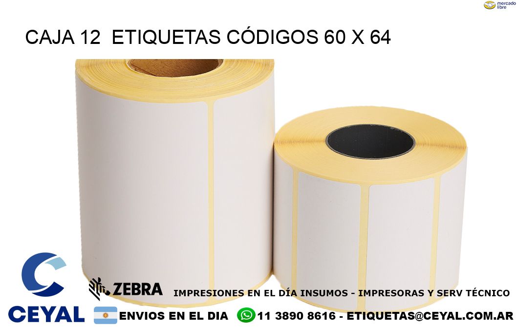CAJA 12  ETIQUETAS CÓDIGOS 60 x 64