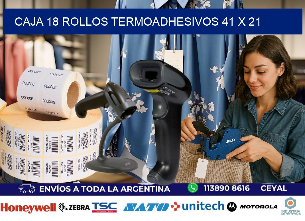 CAJA 18 ROLLOS TERMOADHESIVOS 41 x 21