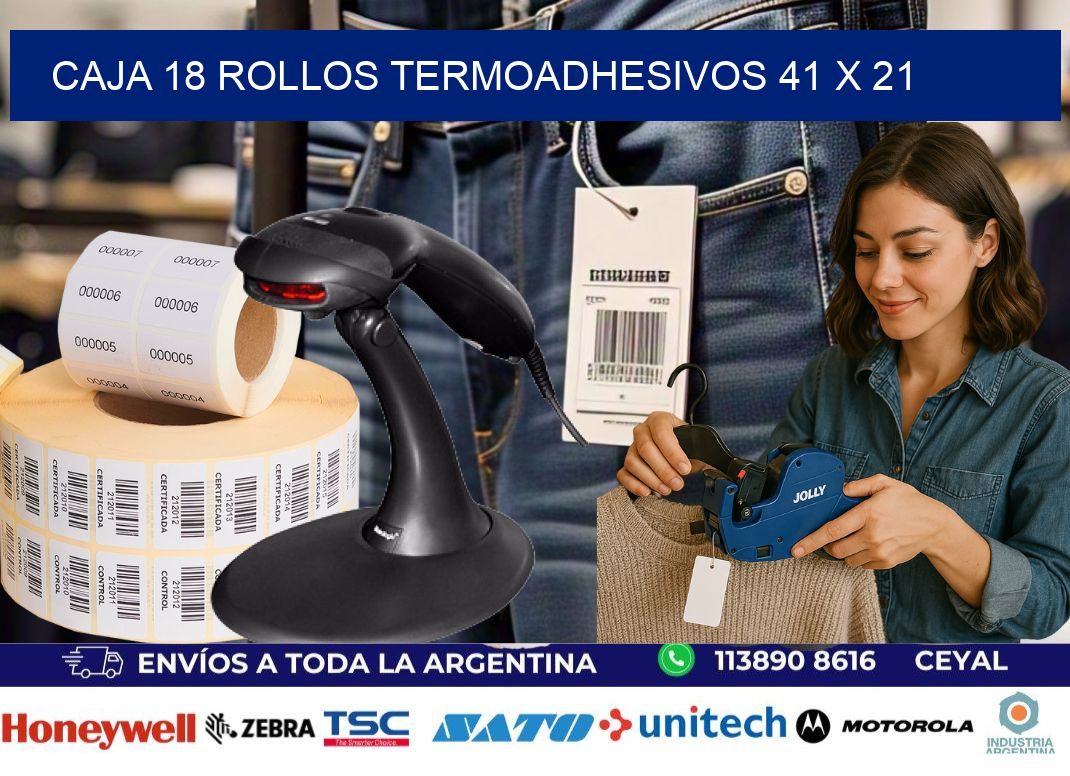 CAJA 18 ROLLOS TERMOADHESIVOS 41 x 21