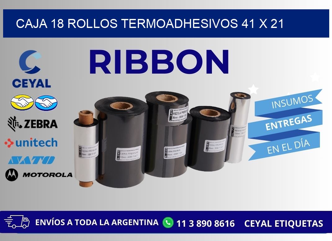 CAJA 18 ROLLOS TERMOADHESIVOS 41 x 21