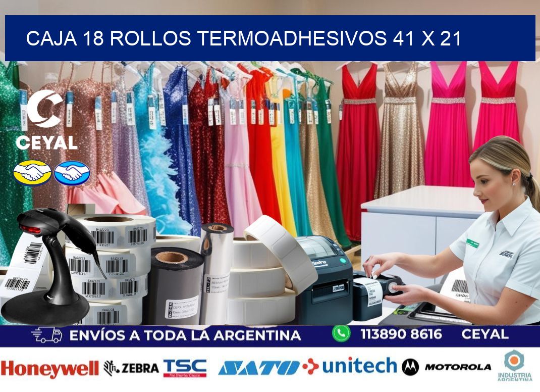 CAJA 18 ROLLOS TERMOADHESIVOS 41 x 21