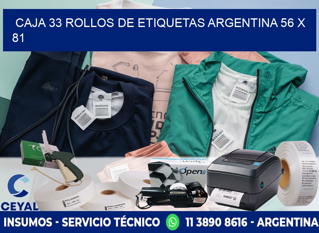 CAJA 33 ROLLOS DE ETIQUETAS ARGENTINA 56 x 81