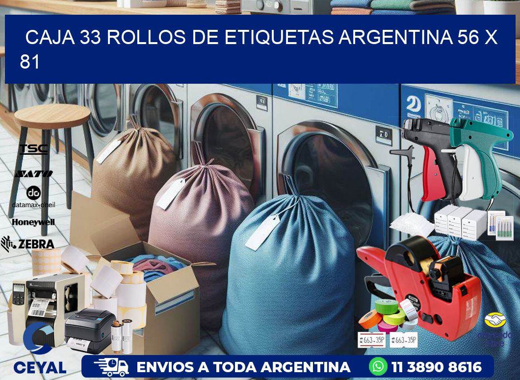 CAJA 33 ROLLOS DE ETIQUETAS ARGENTINA 56 x 81