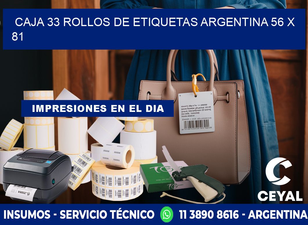 CAJA 33 ROLLOS DE ETIQUETAS ARGENTINA 56 x 81