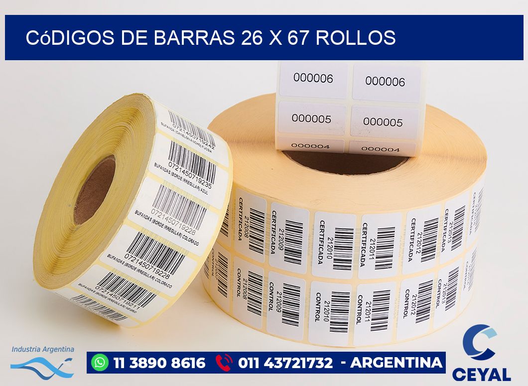Códigos de Barras 26 x 67 ROLLOS