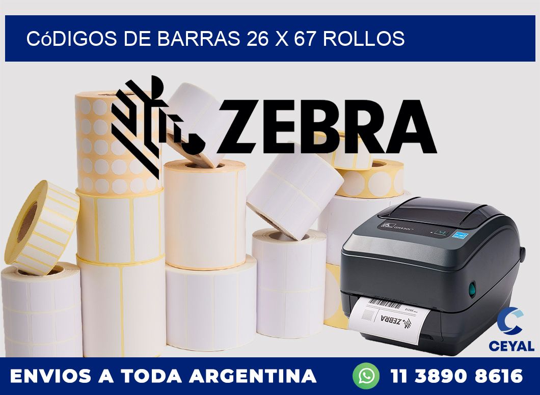 Códigos de Barras 26 x 67 ROLLOS