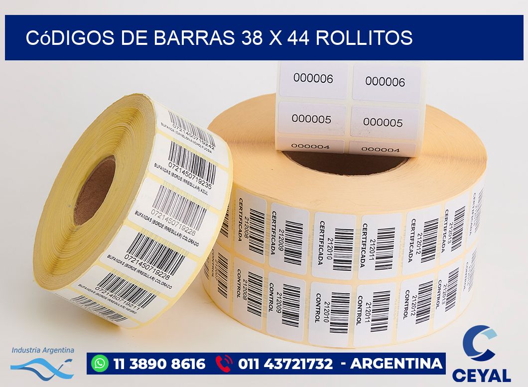Códigos de Barras 38 x 44 rollitos
