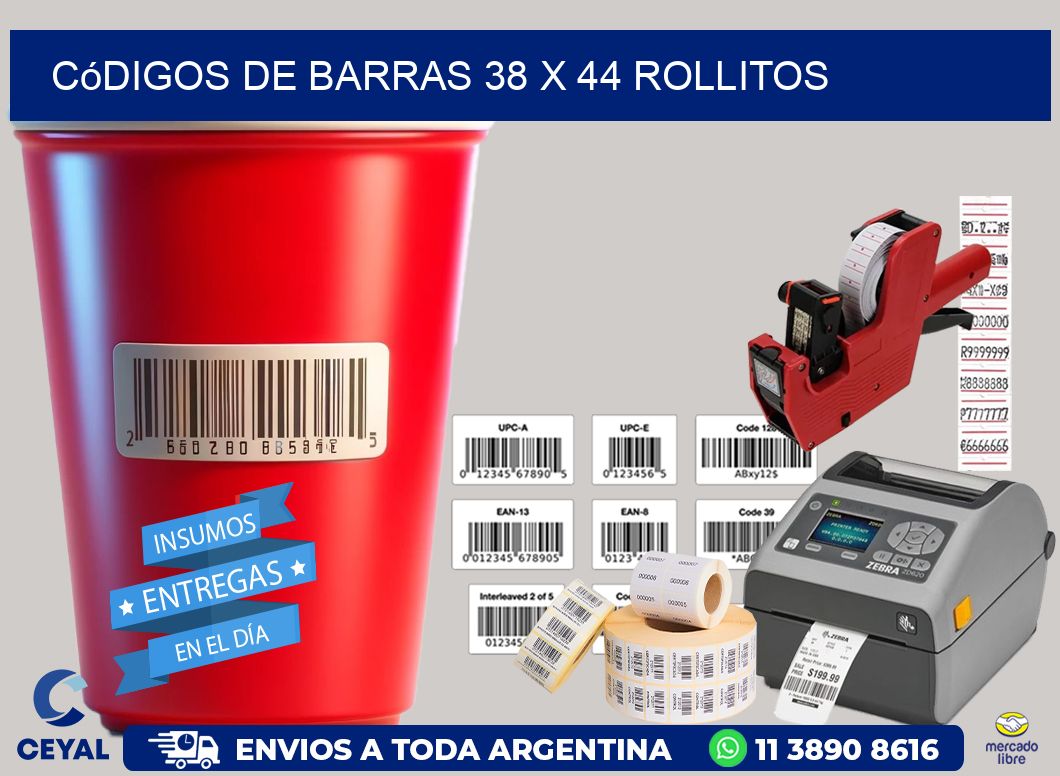 Códigos de Barras 38 x 44 rollitos