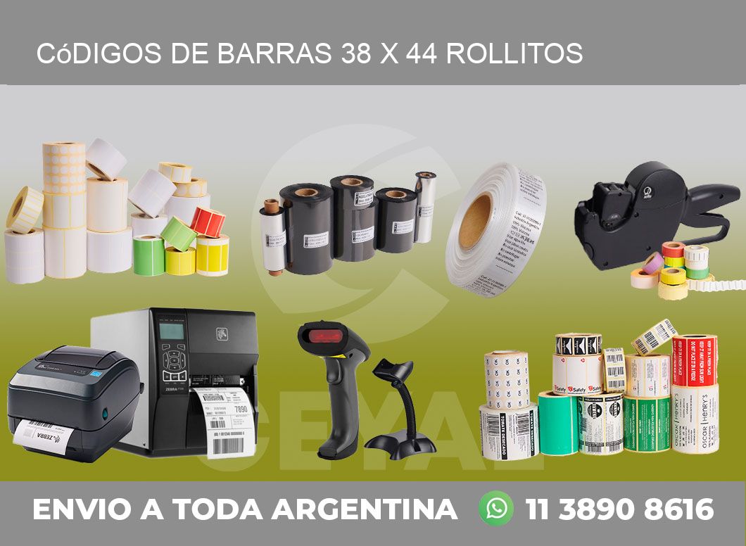 Códigos de Barras 38 x 44 rollitos