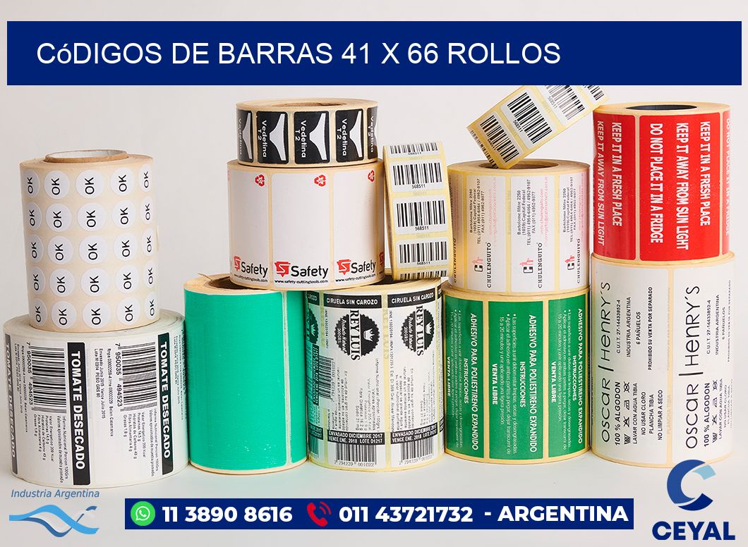 Códigos de Barras 41 x 66 ROLLOS