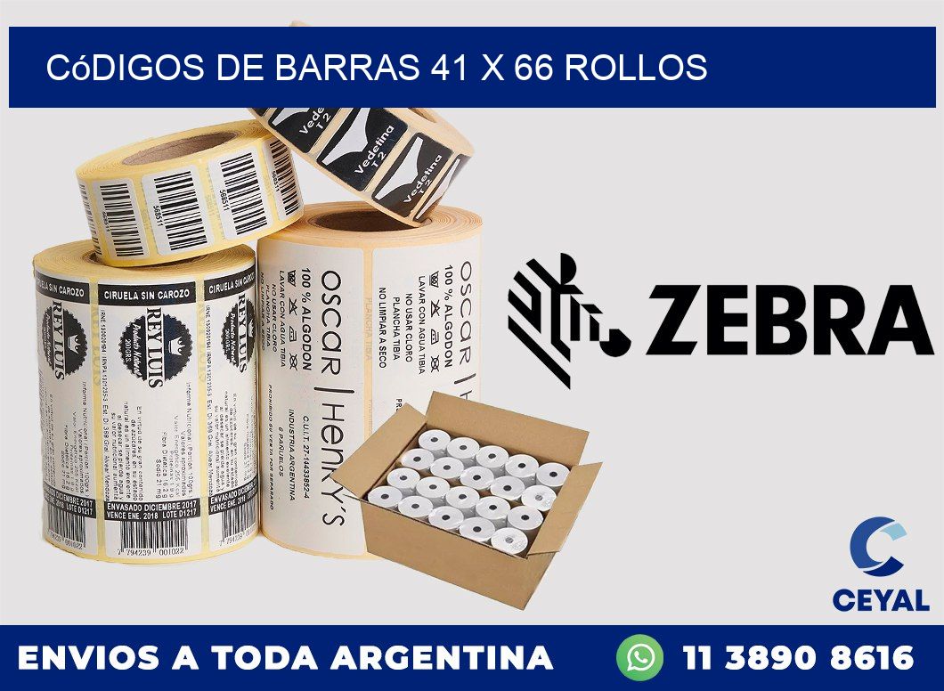 Códigos de Barras 41 x 66 ROLLOS