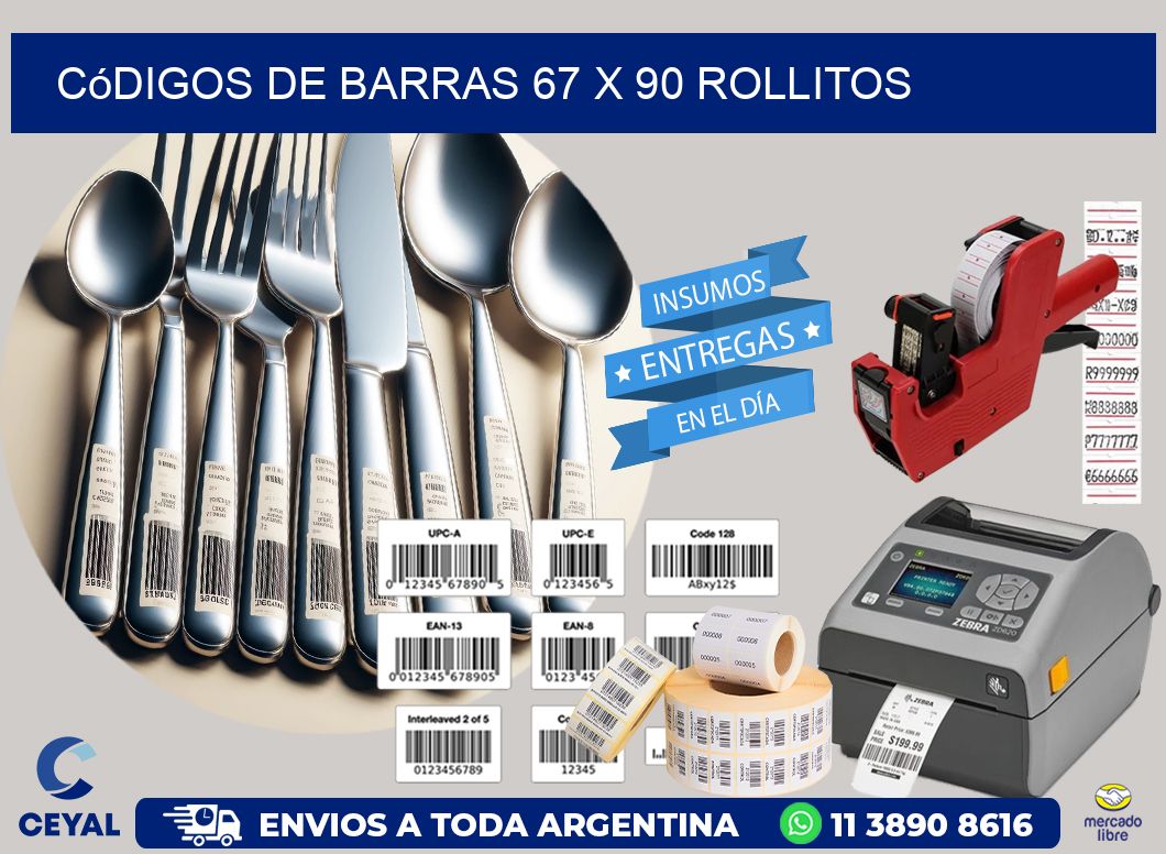 Códigos de Barras 67 x 90 rollitos