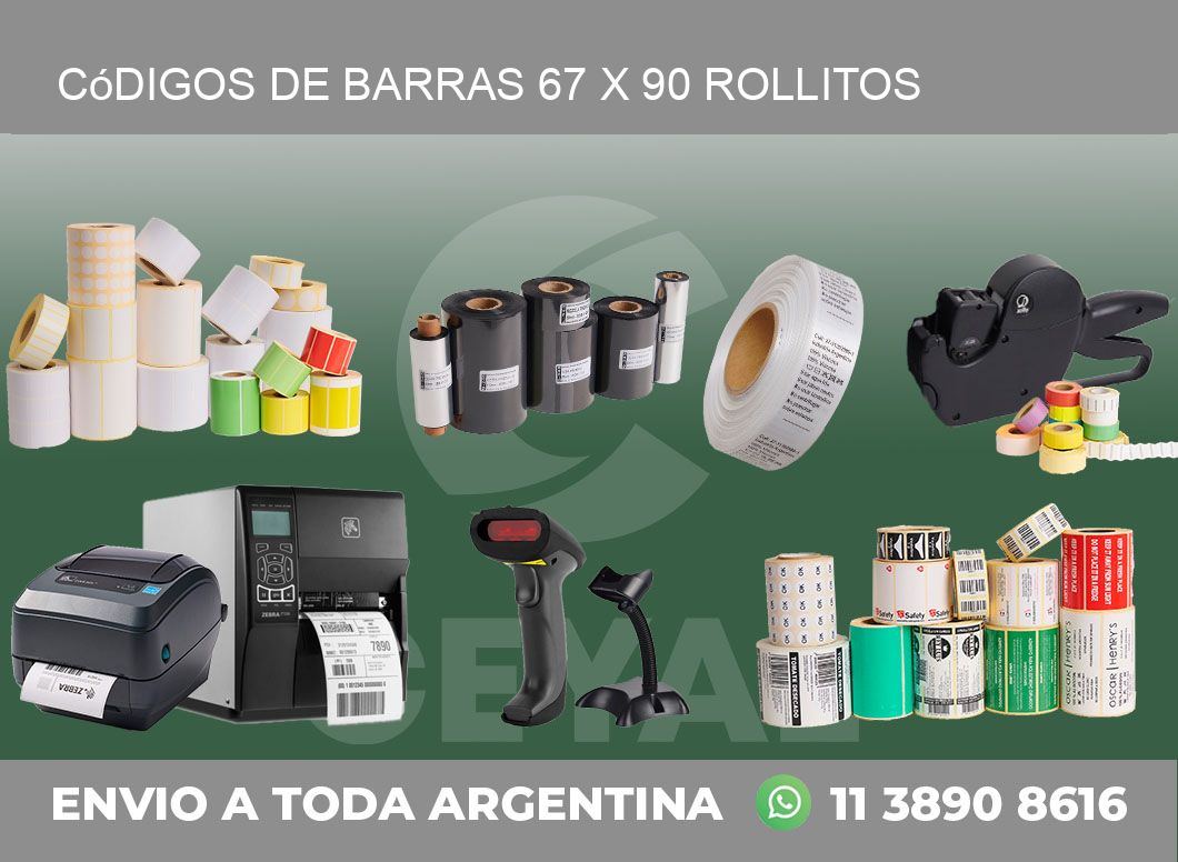 Códigos de Barras 67 x 90 rollitos