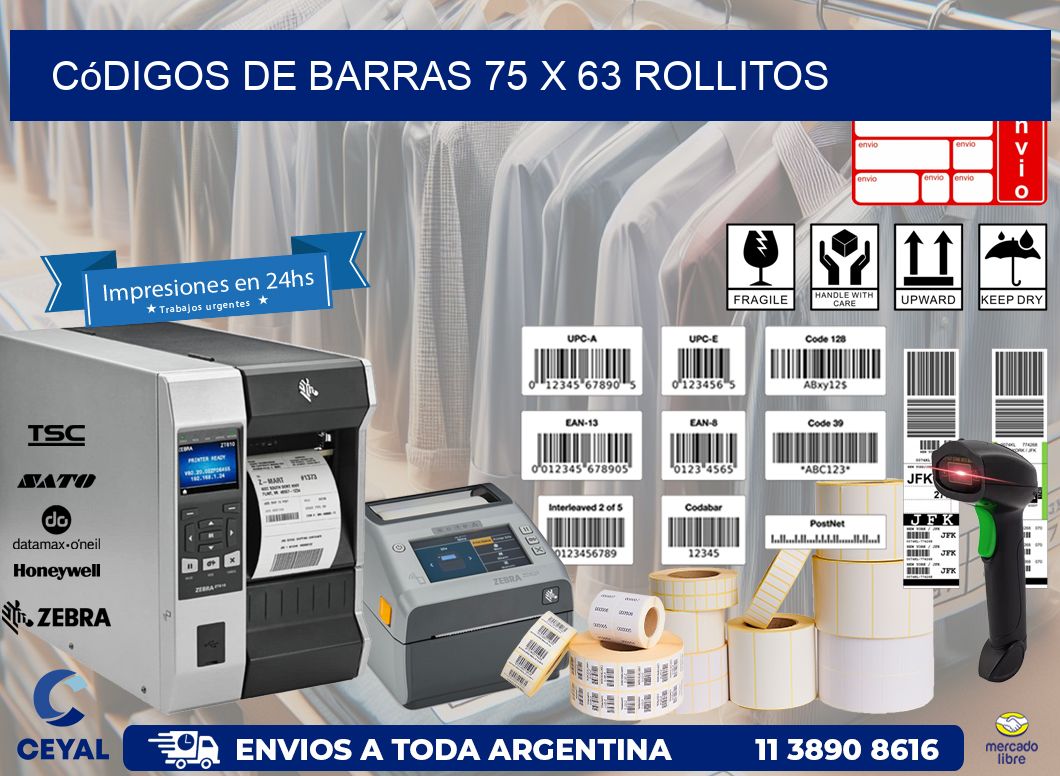 Códigos de Barras 75 x 63 rollitos
