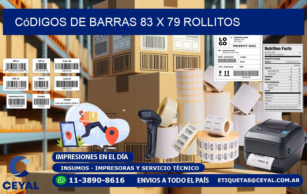 Códigos de Barras 83 x 79 rollitos