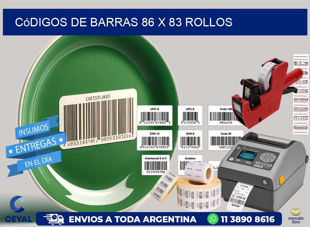Códigos de Barras 86 x 83 ROLLOS
