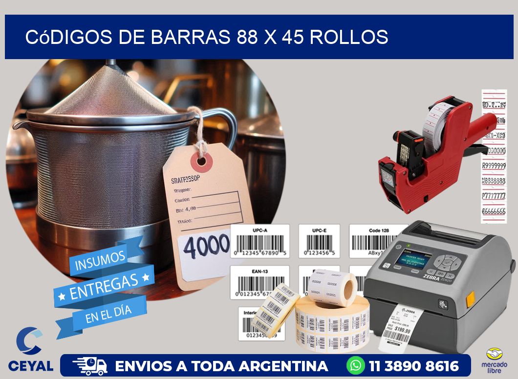 Códigos de Barras 88 x 45 ROLLOS