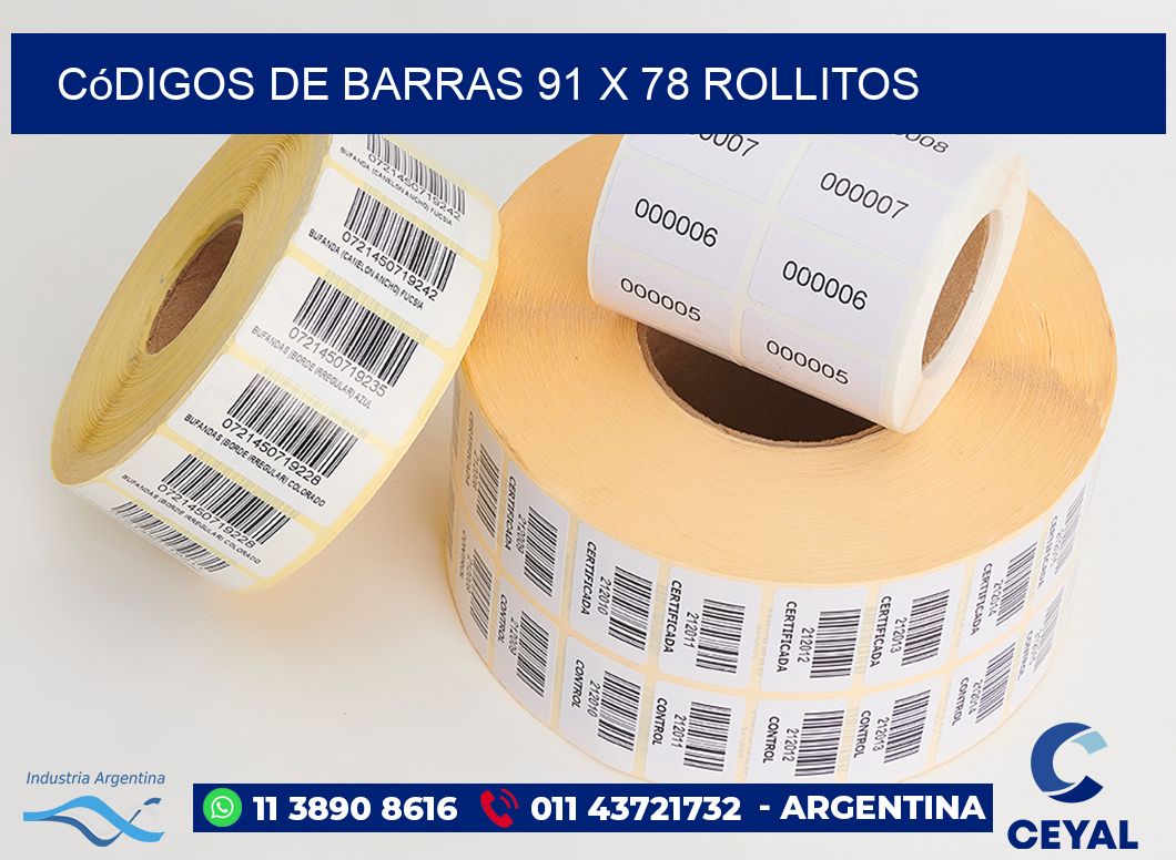 Códigos de Barras 91 x 78 rollitos