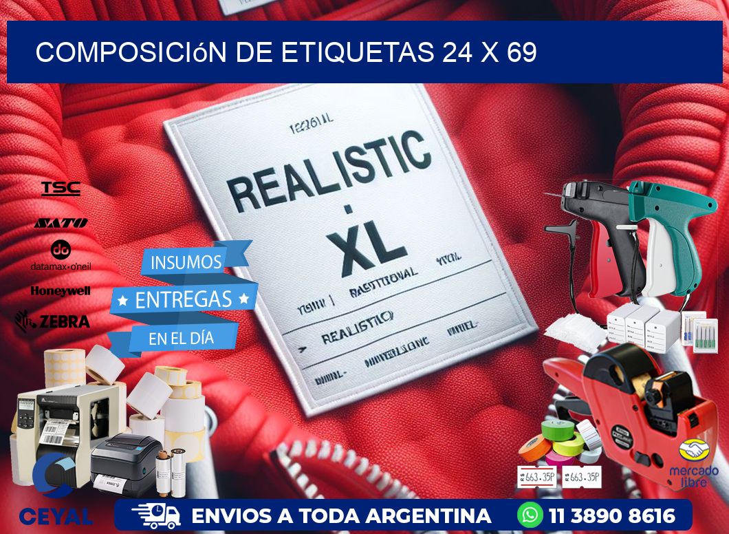 Composición de etiquetas 24 x 69