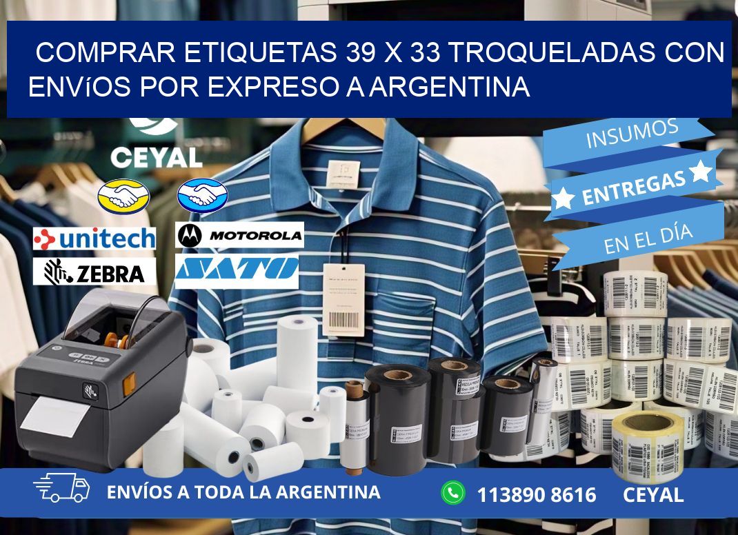 Comprar etiquetas 39 x 33 troqueladas con envíos por expreso a Argentina
