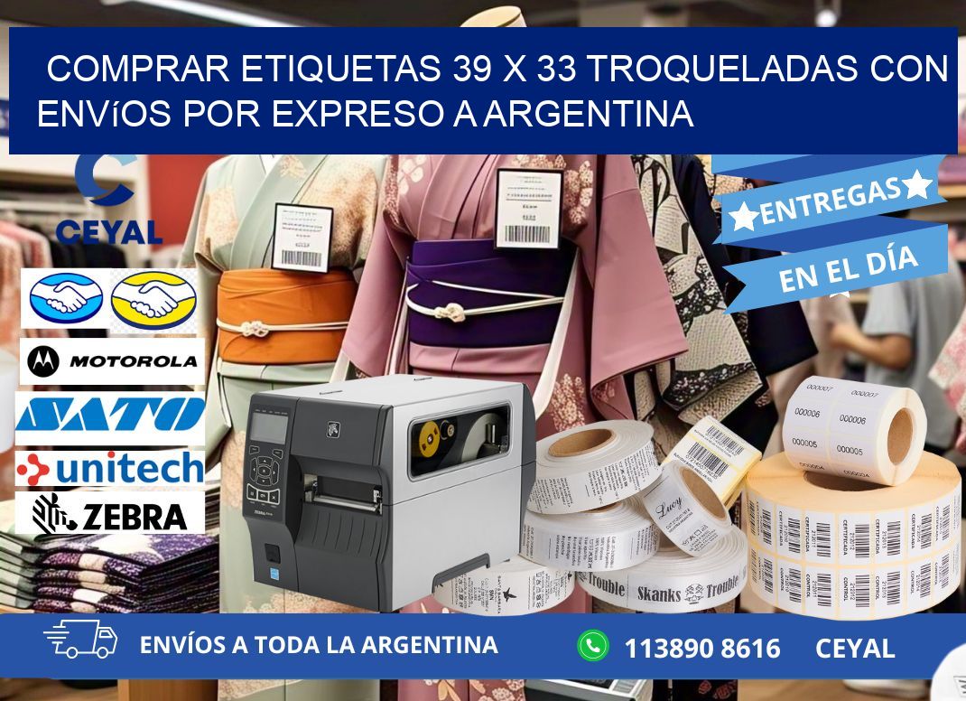 Comprar etiquetas 39 x 33 troqueladas con envíos por expreso a Argentina