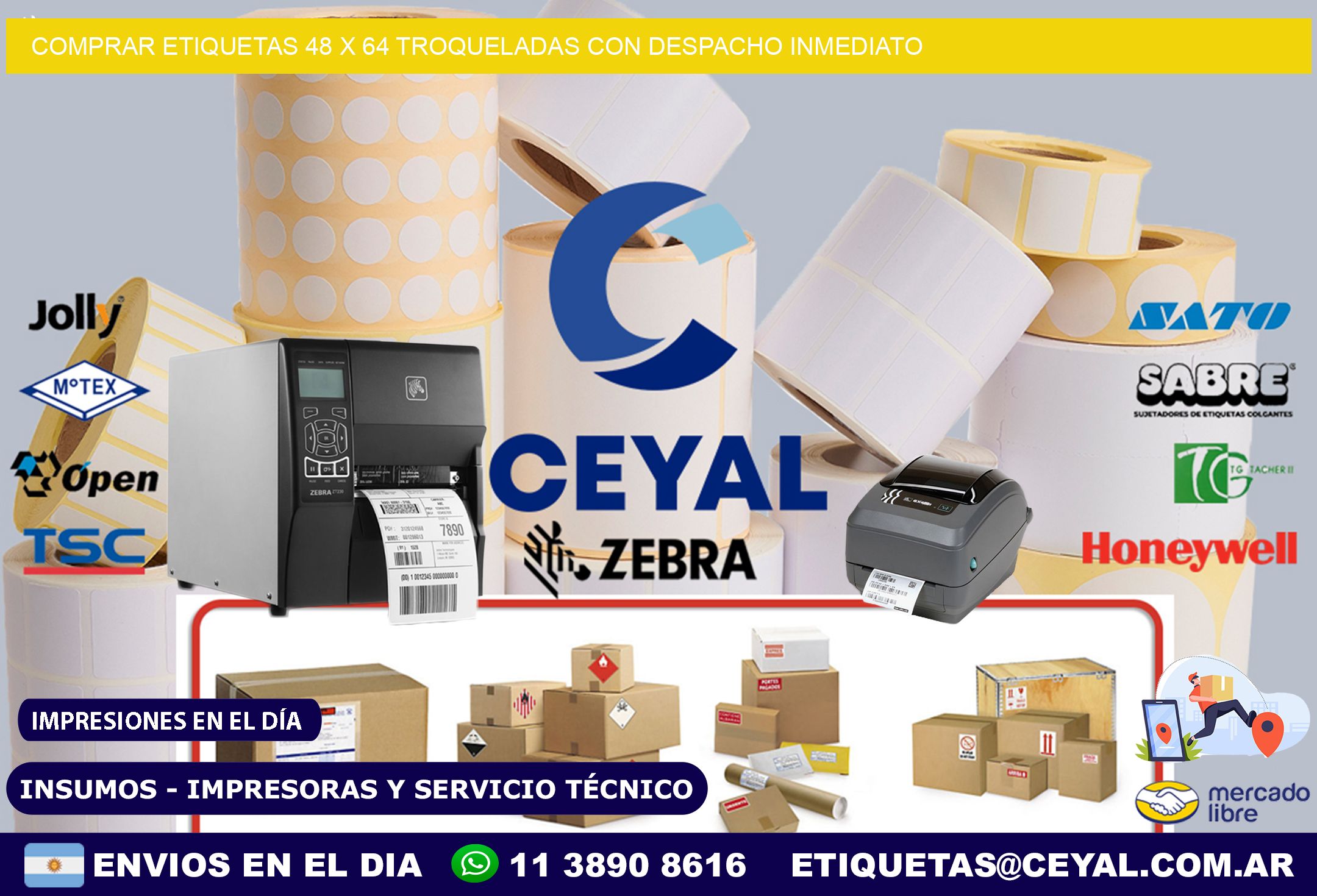 Comprar etiquetas 48 x 64 troqueladas con despacho inmediato