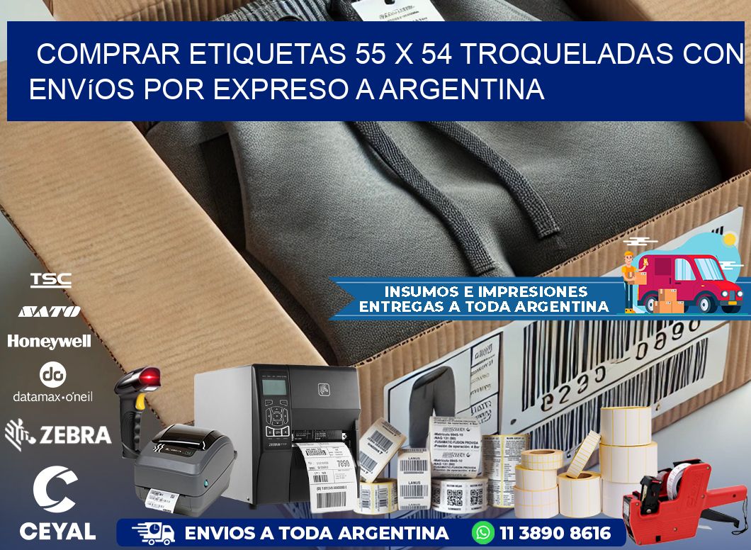 Comprar etiquetas 55 x 54 troqueladas con envíos por expreso a Argentina