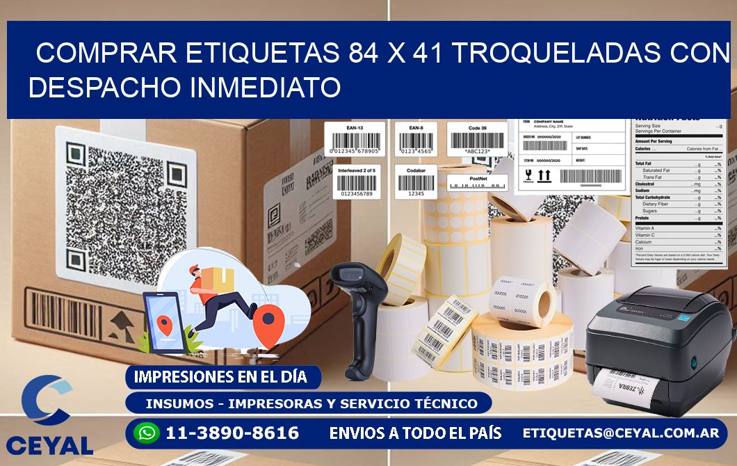 Comprar etiquetas 84 x 41 troqueladas con despacho inmediato