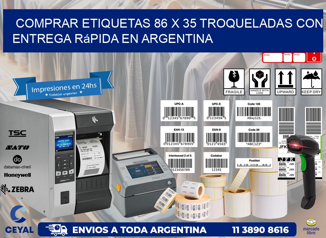 Comprar etiquetas 86 x 35 troqueladas con entrega rápida en Argentina
