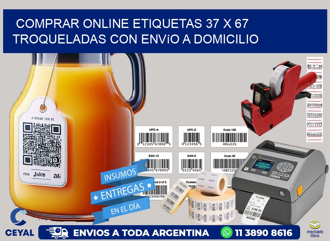 Comprar online etiquetas 37 x 67 troqueladas con envío a domicilio