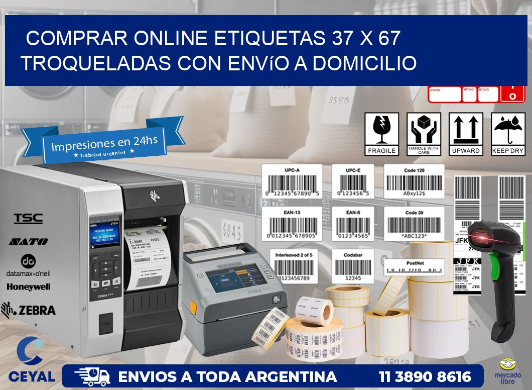 Comprar online etiquetas 37 x 67 troqueladas con envío a domicilio