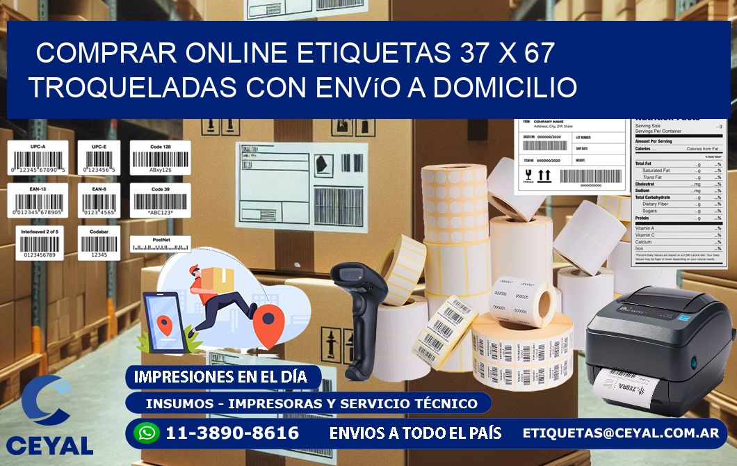 Comprar online etiquetas 37 x 67 troqueladas con envío a domicilio
