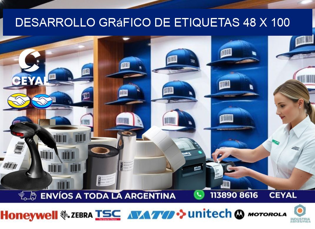 Desarrollo gráfico de etiquetas 48 x 100