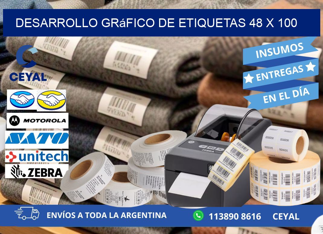 Desarrollo gráfico de etiquetas 48 x 100