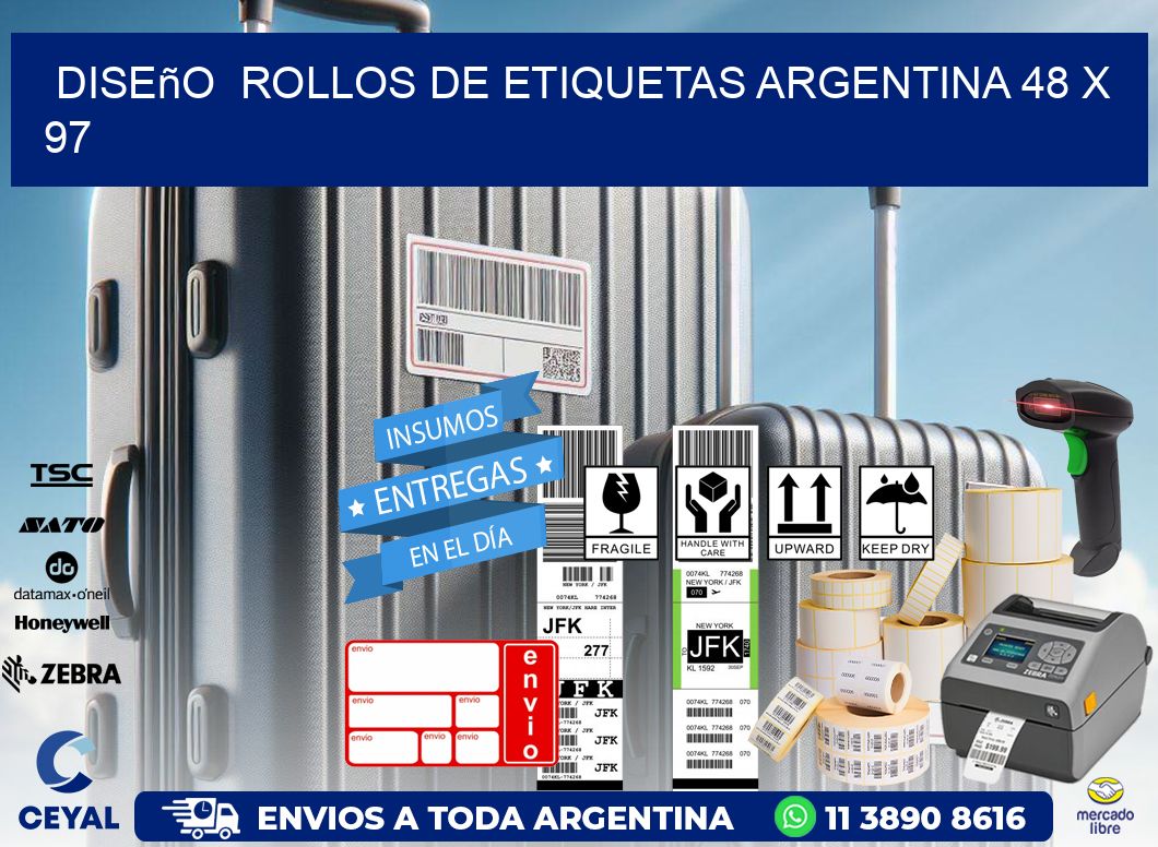 Diseño  ROLLOS DE ETIQUETAS ARGENTINA 48 x 97