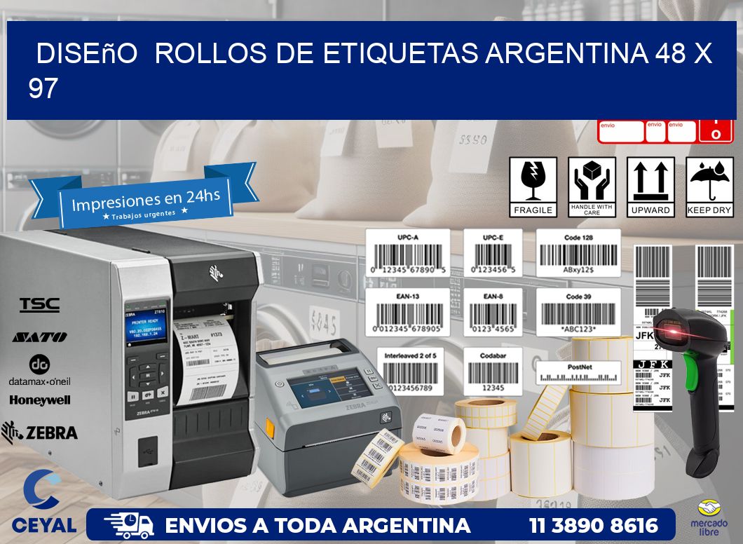 Diseño  ROLLOS DE ETIQUETAS ARGENTINA 48 x 97