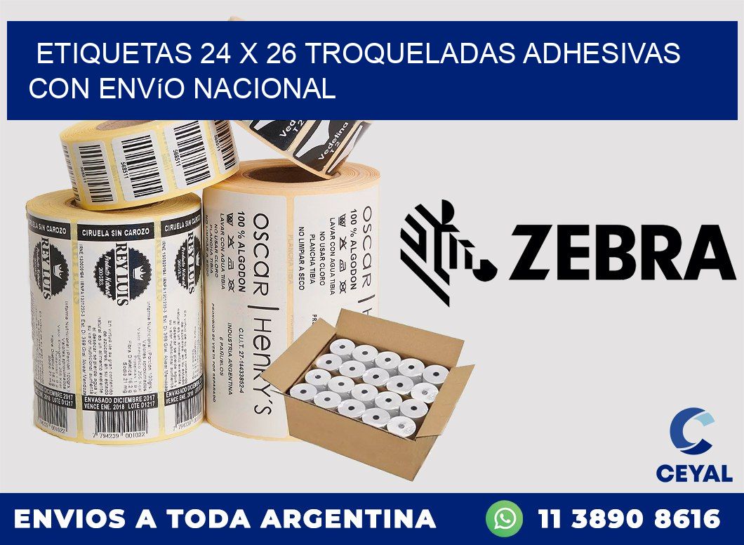Etiquetas 24 x 26 troqueladas adhesivas con envío nacional