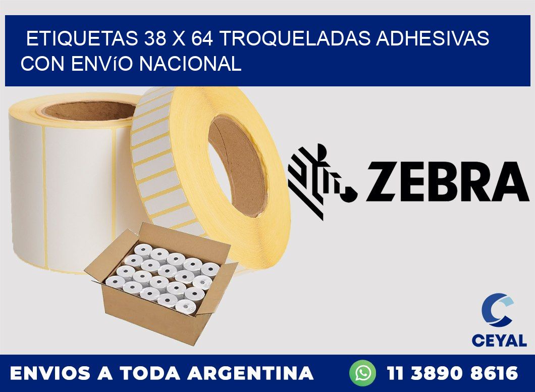 Etiquetas 38 x 64 troqueladas adhesivas con envío nacional