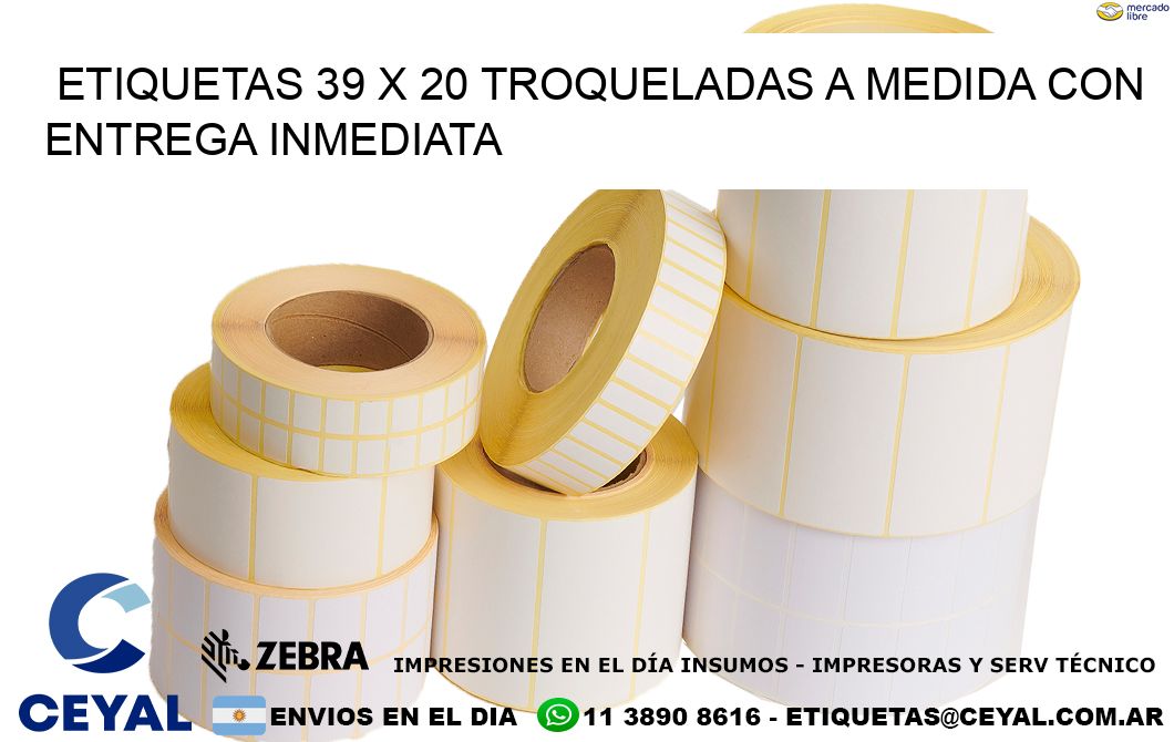 Etiquetas 39 x 20 troqueladas a medida con entrega inmediata