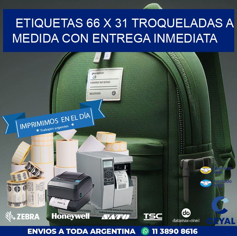 Etiquetas 66 x 31 troqueladas a medida con entrega inmediata